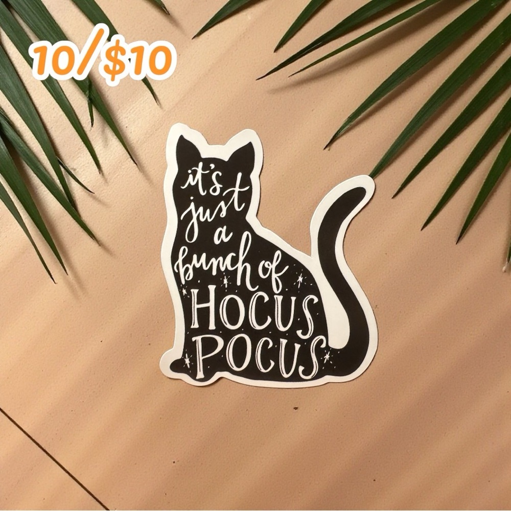 Black Cat Hocus Pocus Sticker – Spooky Halloween Vinyl Decal | Planner Sticker